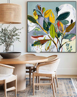 Colorful Palette Knife Plant Art - Extra Large Ready to Hang Canvas