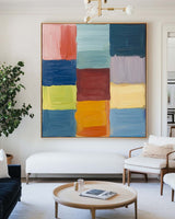 Colorful Texture Art Colorful Plaster Painting Large Square Textured Canvas Art Livingroom Wall Art