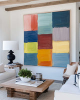 Colorful Texture Art Colorful Plaster Painting Large Square Textured Canvas Art Livingroom Wall Art