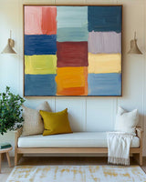 Colorful Texture Art Colorful Plaster Painting Large Square Textured Canvas Art Livingroom Wall Art