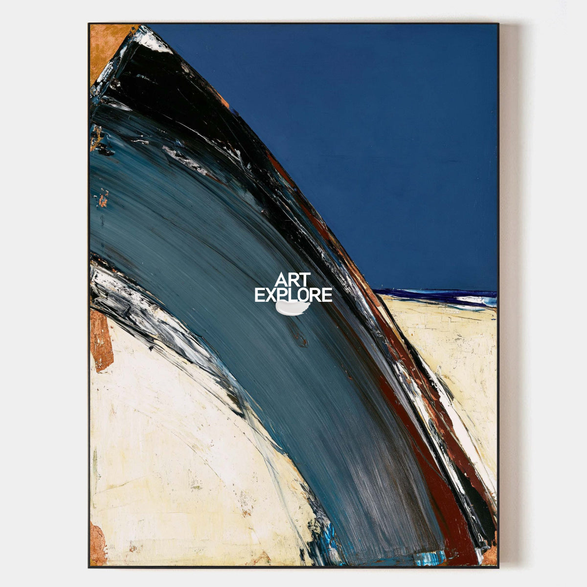 Abstract Blue And Black Landscape Canvas Painting Hand-Painted Wall Art