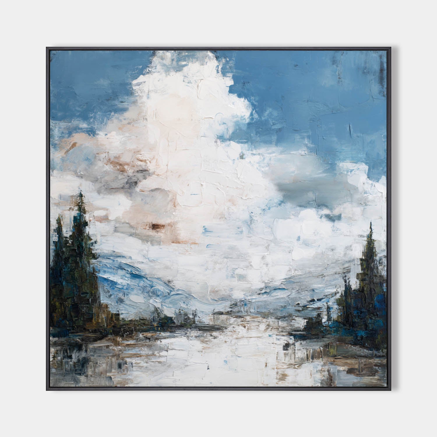 Contemporary Blue Seascape Canvas – Handmade Textured Tranquil Wall Art by ArtExplore