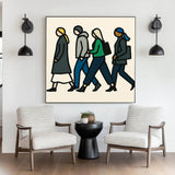 Contemporary City Walk Scene – ArtExplore Handmade Pop Art for Spacious Living Rooms and Stylish Modern Homes