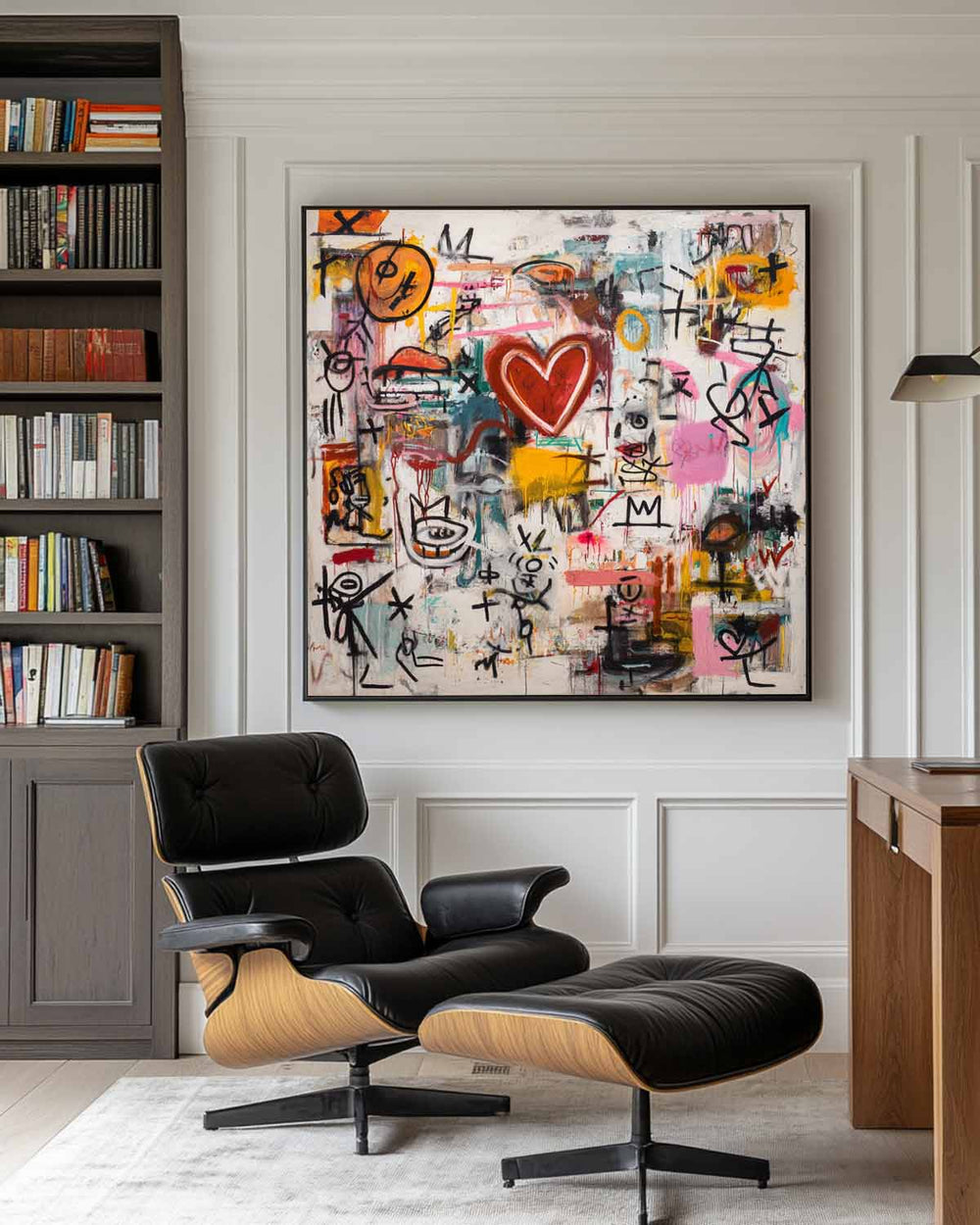 Contemporary Graffiti Heart Artwork – Handmade Square Oil Painting for Home & Office – ArtExplore