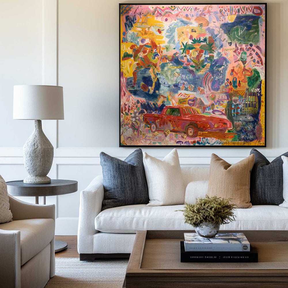 Contemporary Pink Texture Graffiti Artwork for Large Space Home Decor – ArtExplore