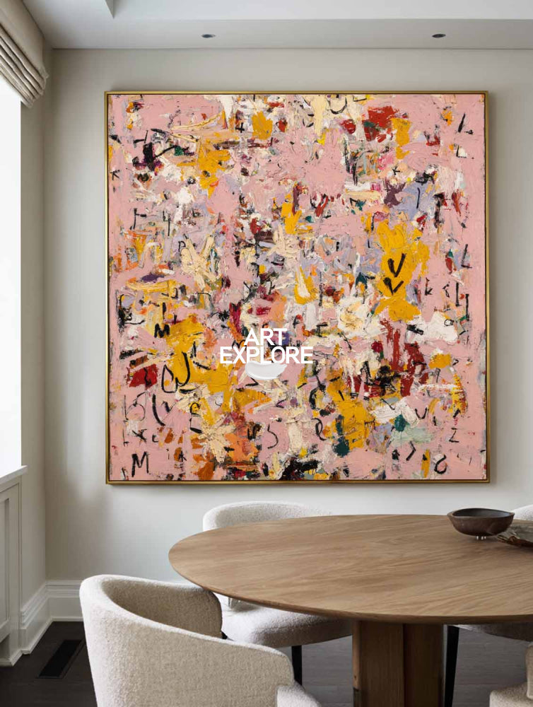 Contemporary Scribble Art Pink Meadow - Ready to Hang Canvas