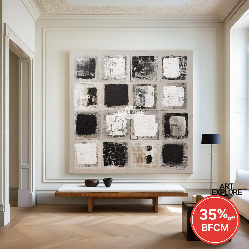 Contemporary Square Abstract Oil Painting | Wabi-Sabi Wall Decor | ArtExplore