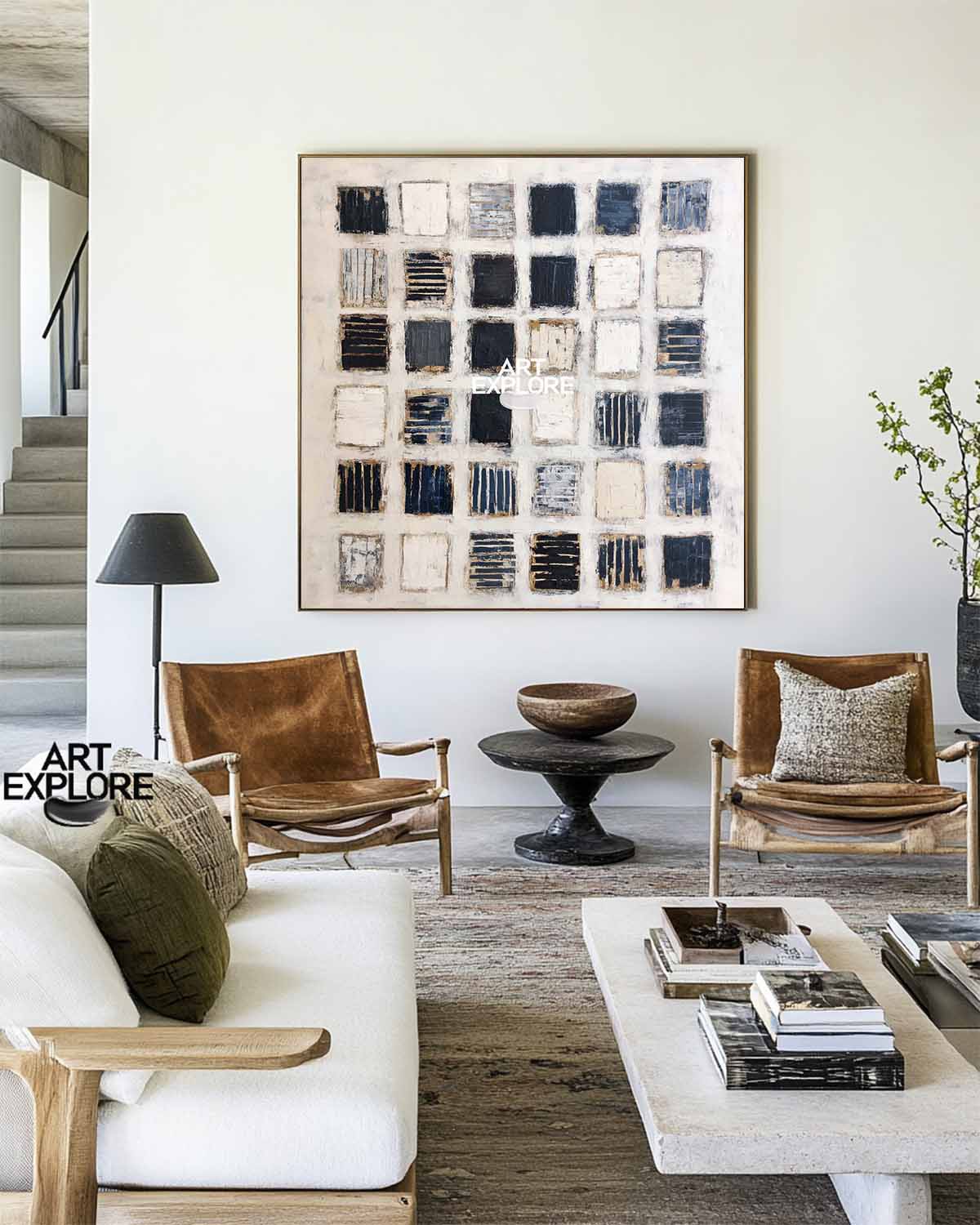 Contemporary Square Canvas Painting for Dining Room | Wabi-Sabi | ArtExplore