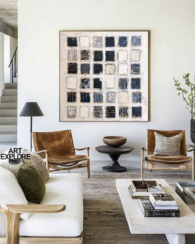 Contemporary Square Canvas Painting for Dining Room | Wabi-Sabi | ArtExplore