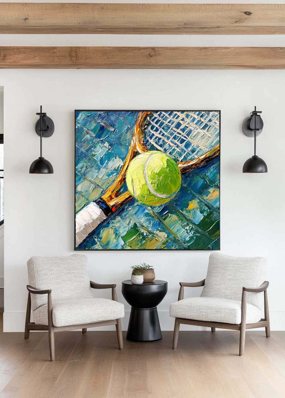 Contemporary Tennis Textured Fine Art Tennis Sport Art Painting Modern Sport Wall Art For Sale