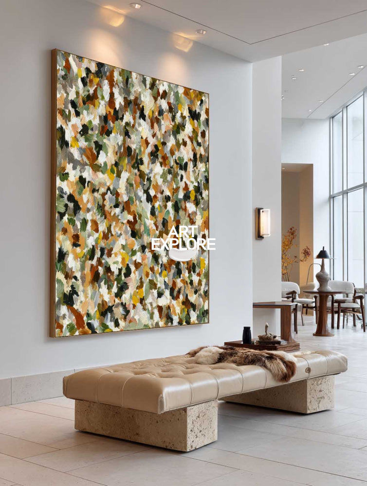 Contemporary Textured Abstract Painting Large Ready to Hang Earthy Art