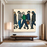 Contemporary Urban Life Painting | Modern Pop Art on Canvas | Large Handmade Wall Decor for Modern Interiors by ArtExplore