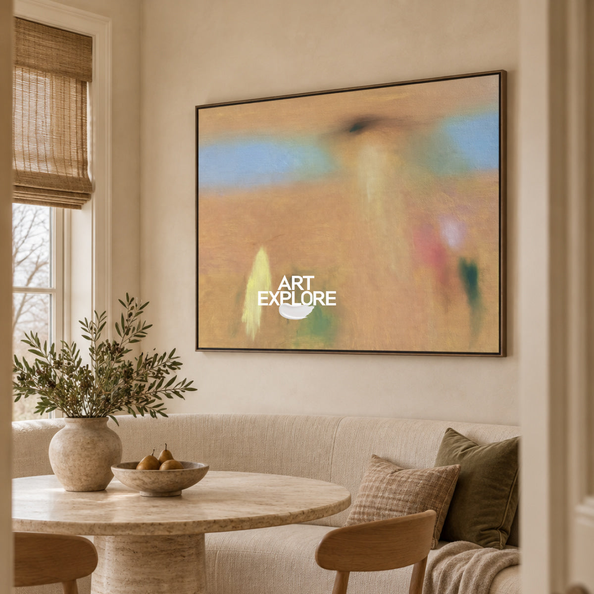 Hand-Painted Abstract Art In Earth Tones Minimalist Aesthetic Canvas