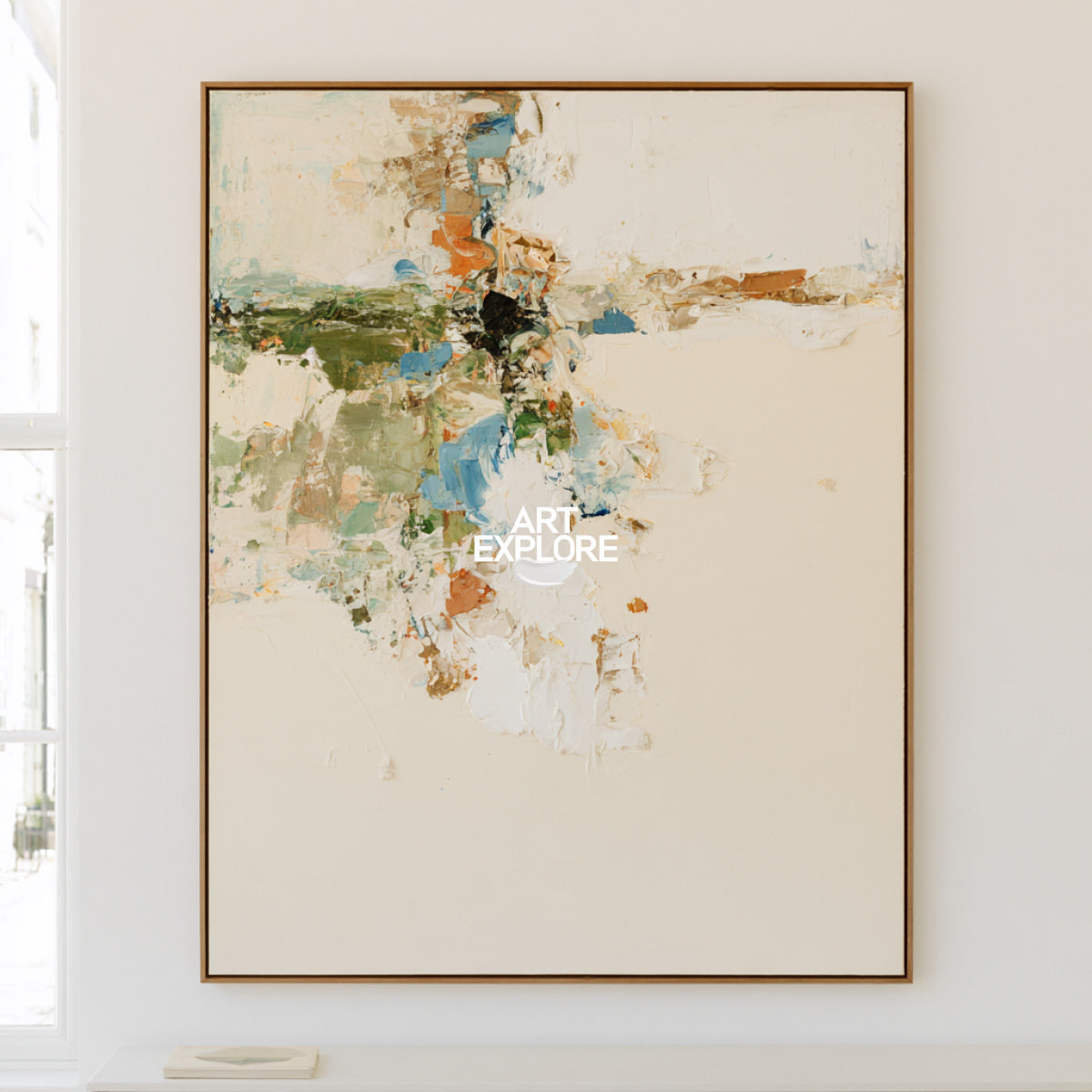 Original Beige Abstract Painting With Expressive Brushstrokes