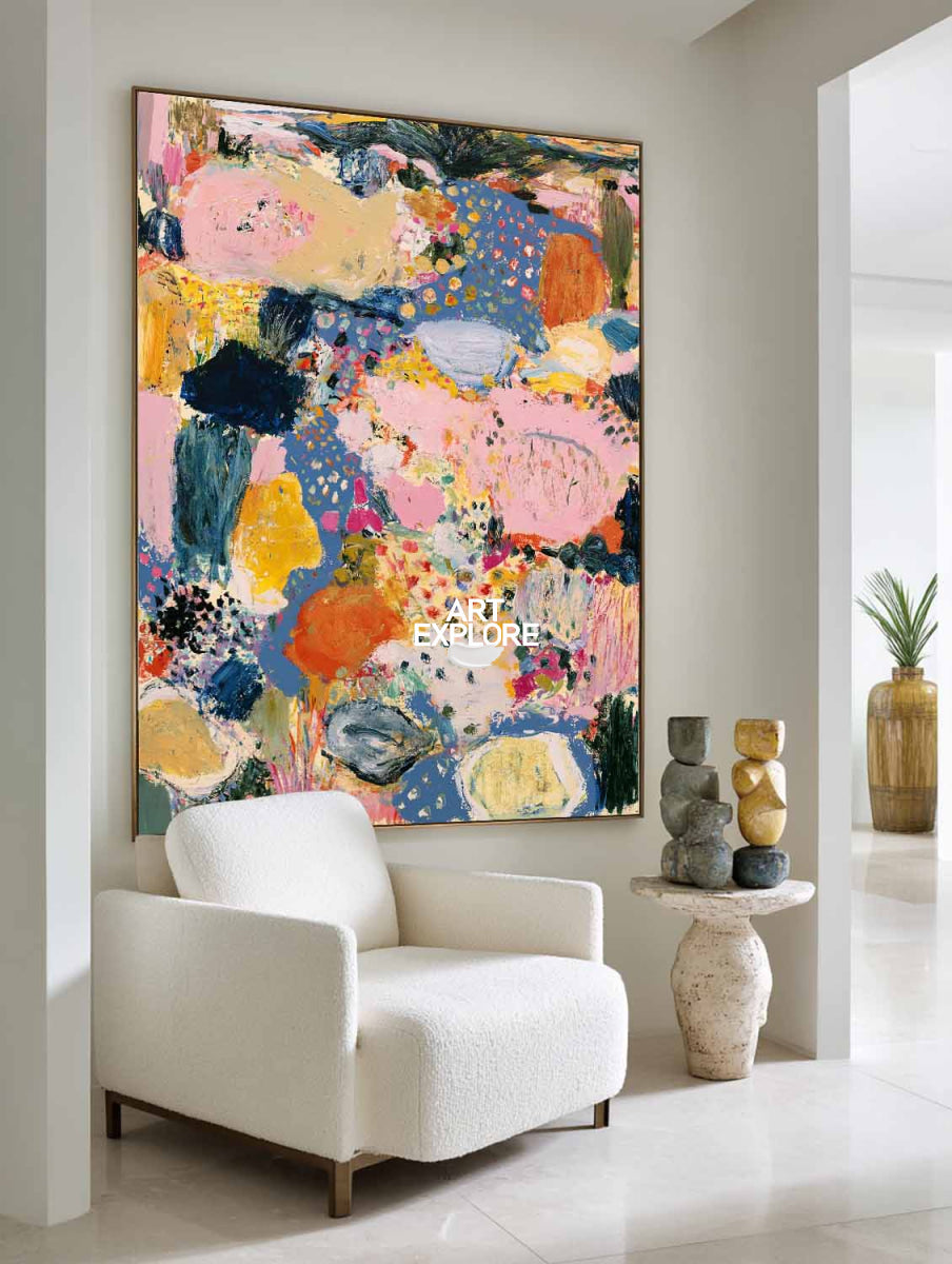 Abstract Expressionist Canvas Art Colorful Modern Painting Original Handmade Piece