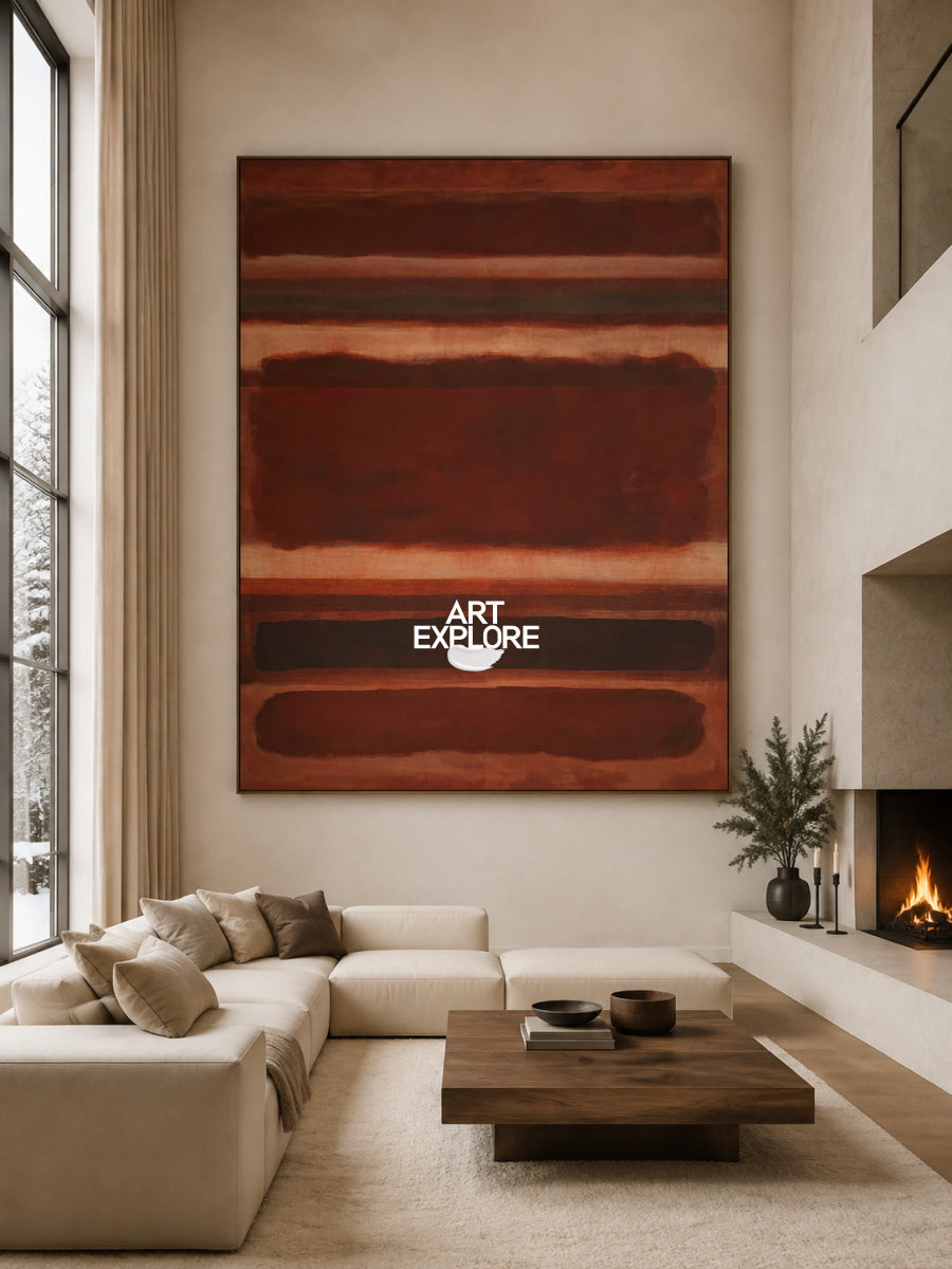 Reddish-Brown Abstract Canvas Painting Hand-Painted Wall Art