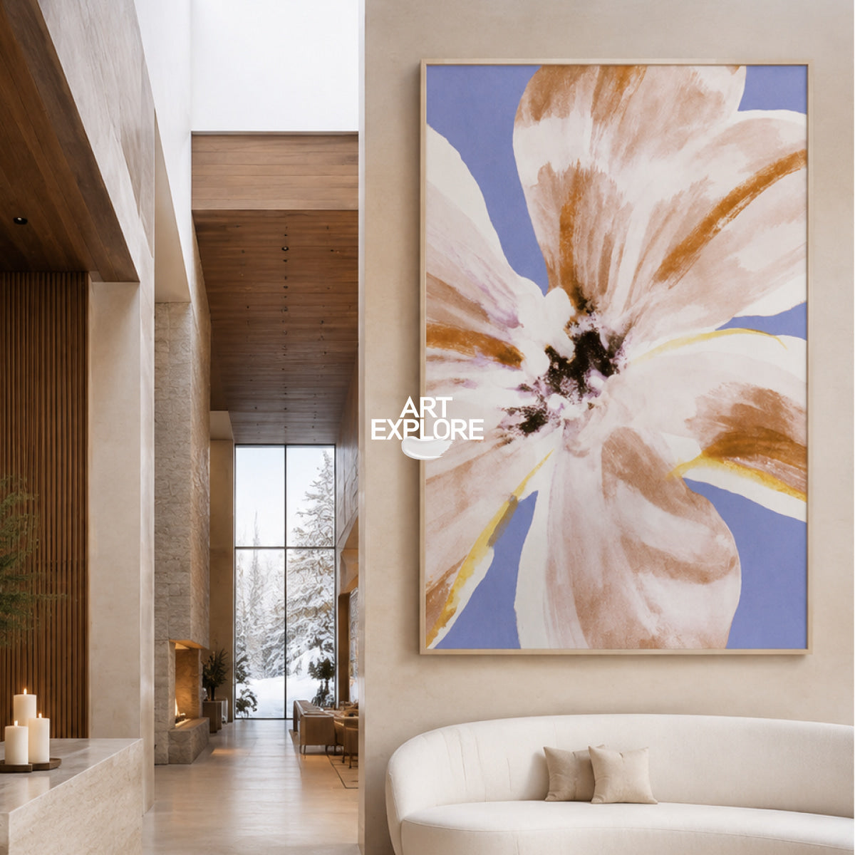 Abstract Pink And White Floral Canvas Painting Hand-Painted Wall Art