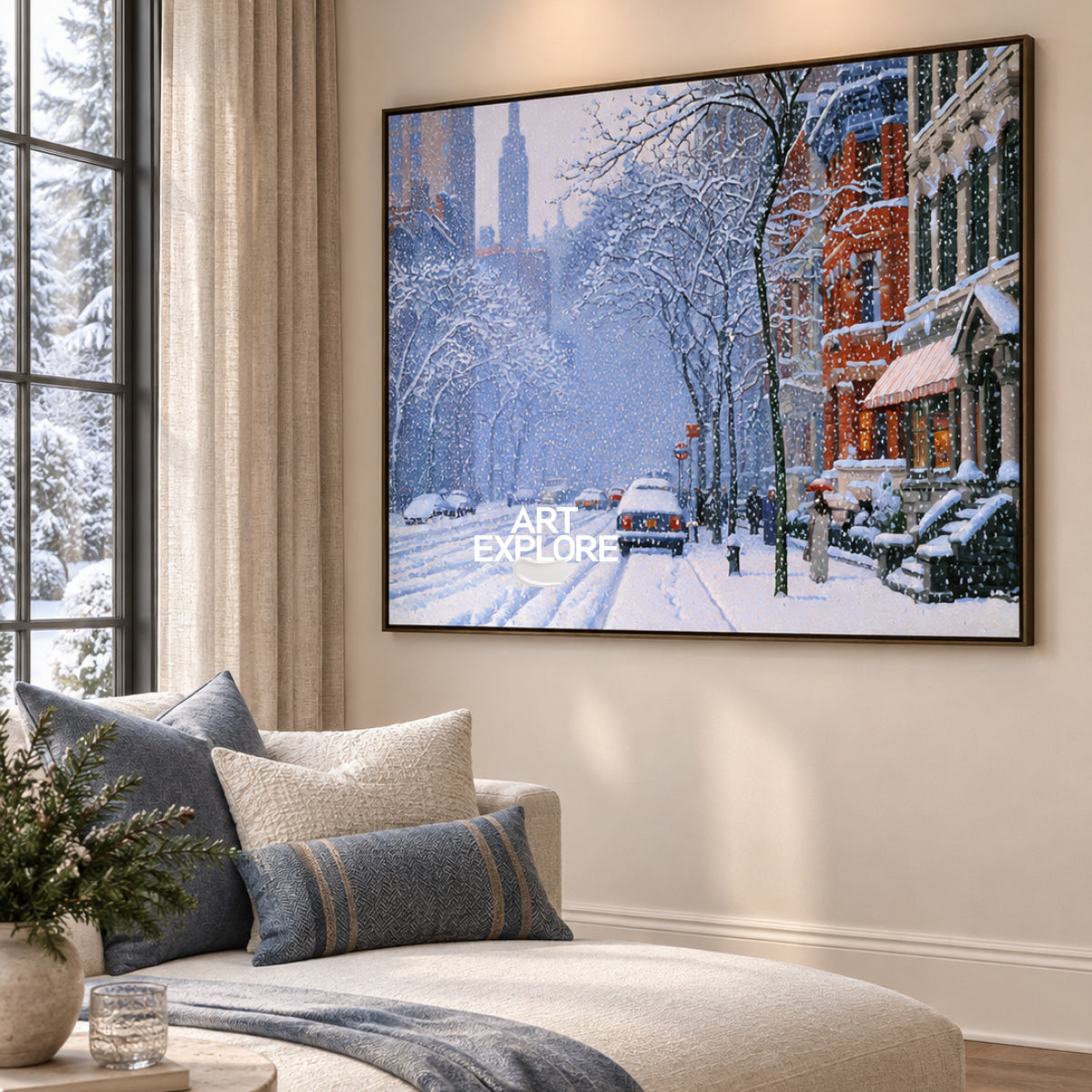 Urban Winter Landscape Wall Art For Modern Living Room And Office Decor