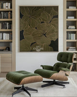 Dark Green Minimalist Floral Art, Oversized Canvas Painting for Home | ArtExplore