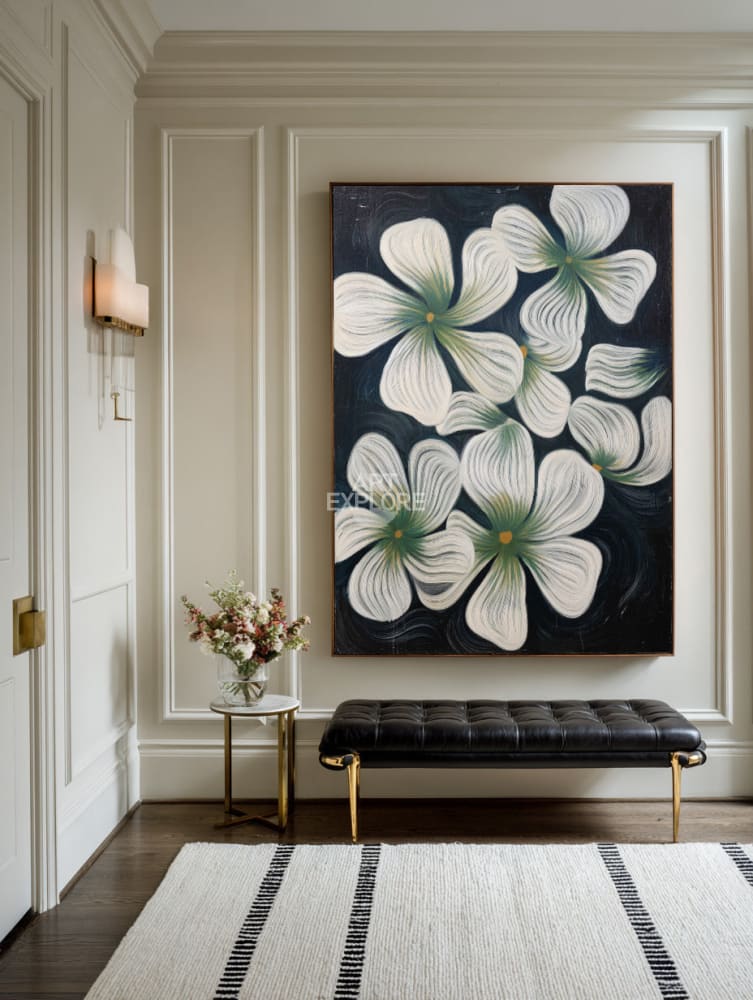 Elegant Boho Flower Art in Black & White for Modern Interiors | ArtExplore
