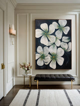 Elegant Boho Flower Art in Black & White for Modern Interiors | ArtExplore