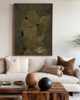 Elegant Hand-Painted Floral Wabi-Sabi Art, Modern Green Canvas | ArtExplore
