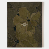Elegant Hand-Painted Floral Wabi-Sabi Art, Modern Green Canvas Wall Art | ArtExplore