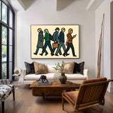 Elegant Urban Crowd Painting – Contemporary Pop Wall Art for Large Room Decoration | ArtExplore
