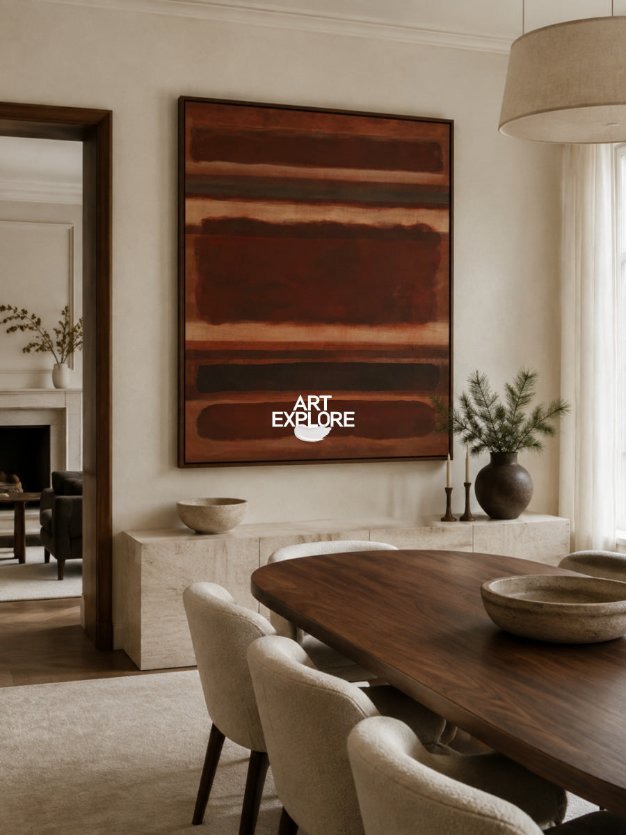 Reddish-Brown Abstract Canvas Painting Hand-Painted Wall Art