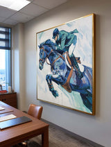 Equestrian Oil Painting | Large Textured Horse Racing Wall Art ArtExplore