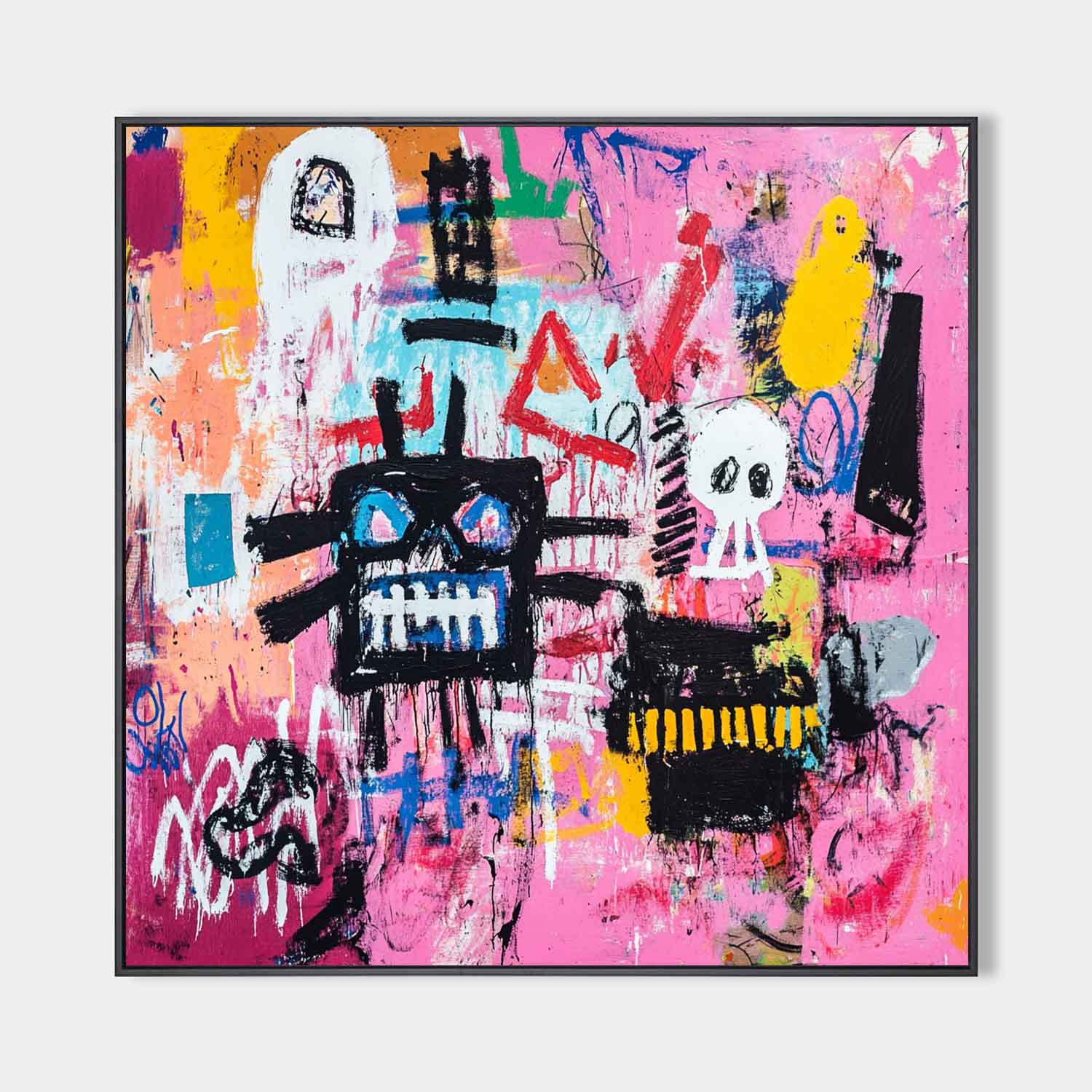 Extra-Large Modern Pink Graffiti Canvas | Striking Pink Textured Art Piece for Home or Office