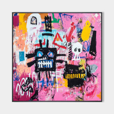 Extra-Large Modern Pink Graffiti Canvas | Striking Pink Textured Art Piece for Home or Office