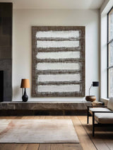 Wabi-sabi Brown White Canvas Art Large Minimalist Painting Brown White Textured Acrylic Painting