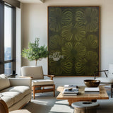 Large Dark Green Boho Floral Canvas Art for Living Room | ArtExplore