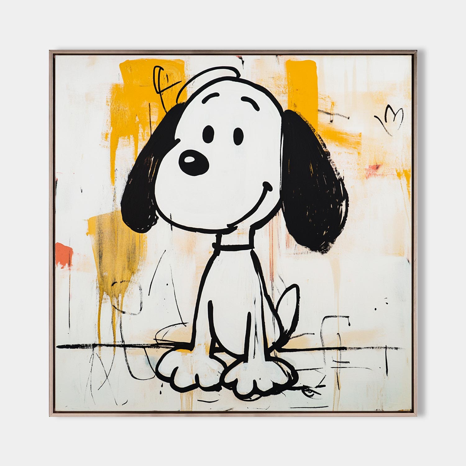 Extra Large Snoopy Graffiti Oil Painting Snoopy Graffiti Wall Art Modern Texture Snoopy Canvas Art