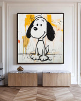 Extra Large Snoopy Graffiti Oil Painting Snoopy Graffiti Wall Art Modern Texture Snoopy Canvas Art