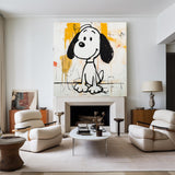 Extra Large Snoopy Graffiti Oil Painting Snoopy Graffiti Wall Art Modern Texture Snoopy Canvas Art
