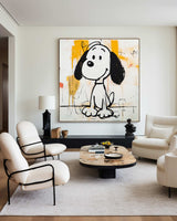Extra Large Snoopy Graffiti Oil Painting Snoopy Graffiti Wall Art Modern Texture Snoopy Canvas Art