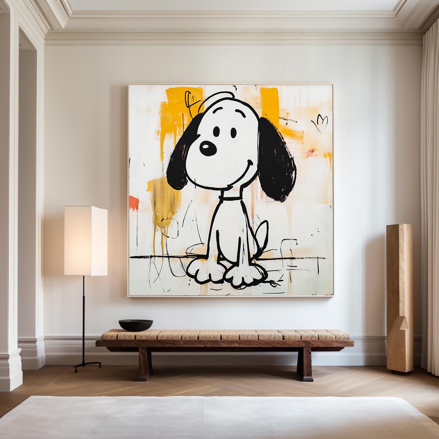 Extra Large Snoopy Graffiti Oil Painting Snoopy Graffiti Wall Art Modern Texture Snoopy Canvas Art