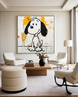 Extra Large Snoopy Graffiti Oil Painting Snoopy Graffiti Wall Art Modern Texture Snoopy Canvas Art