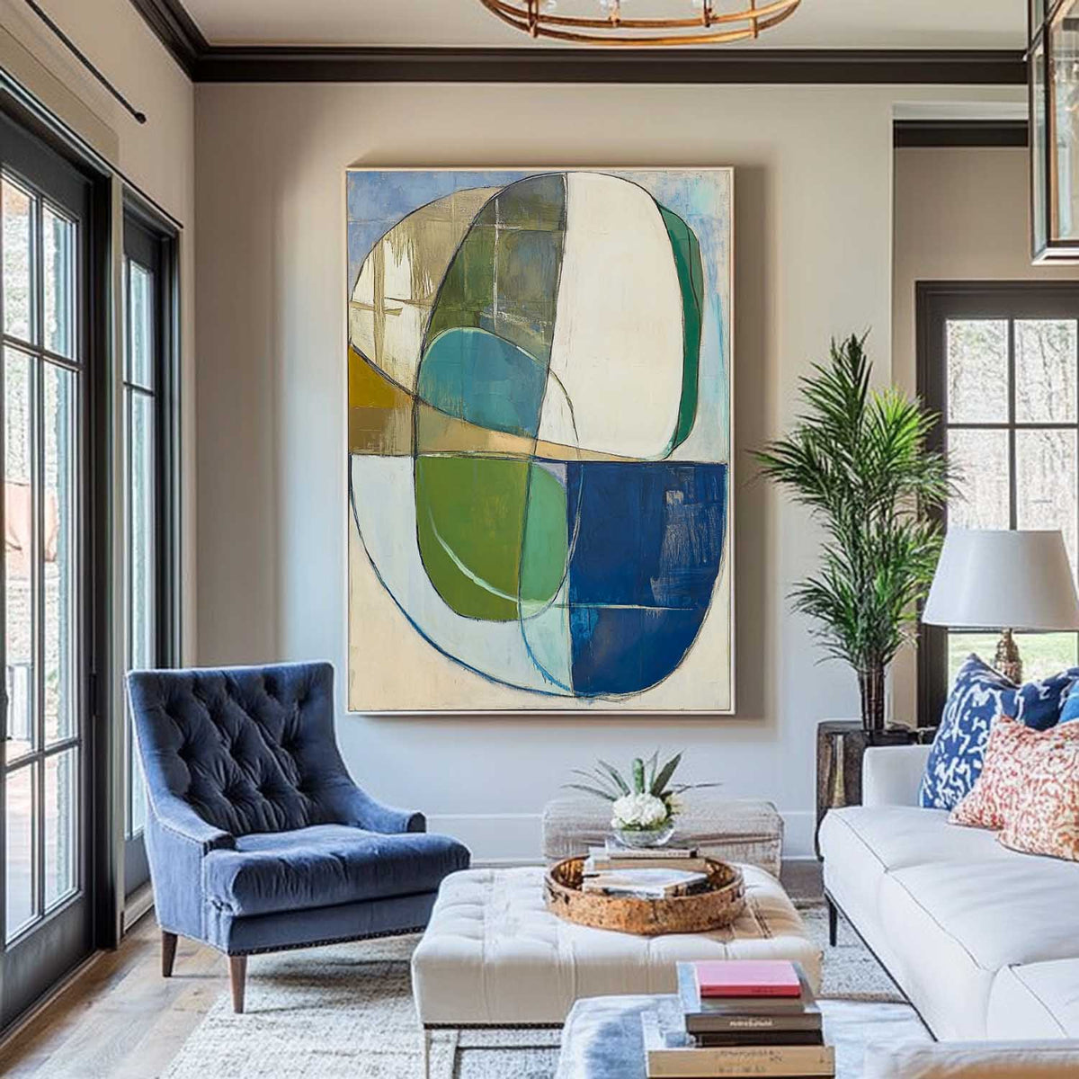 Extra Large Turquoise Texture Painting Blue Abstract Canvas Art Modern Green Texture Paintings