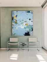 Extra Large Vertical Canvas Painting, Abstract Minimalist Blue Artwork – ArtExplore