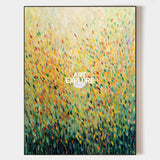 Golden Whispers: Large Vertical Impasto Wheat Field Art