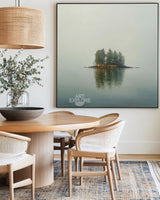 Green Lake Landscape Art | Minimalist Large Square Handmade Canvas ArtExplore