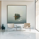 Green Lake Reflection Art | Large Handmade Square Landscape Canvas ArtExplore