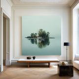 Green Lake Reflection Art | Large Minimalist Square Landscape Canvas ArtExplore