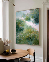 Modern Green Landscape Wall Art | Textured Oil Painting for Large Space | ArtExplore