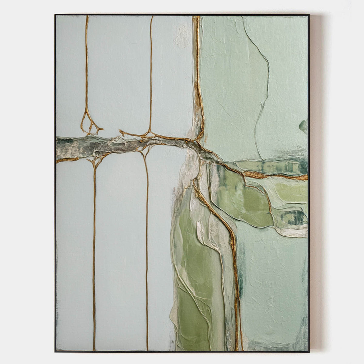 Green Texture Canvas Painting Wabi-sabi Sage Color Wall Art Large Abstract Minimalist Wall Art