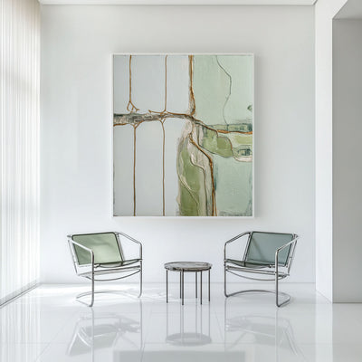 Green Texture Canvas Painting Wabi-sabi Sage Color Wall Art Large Abstract Minimalist Wall Art