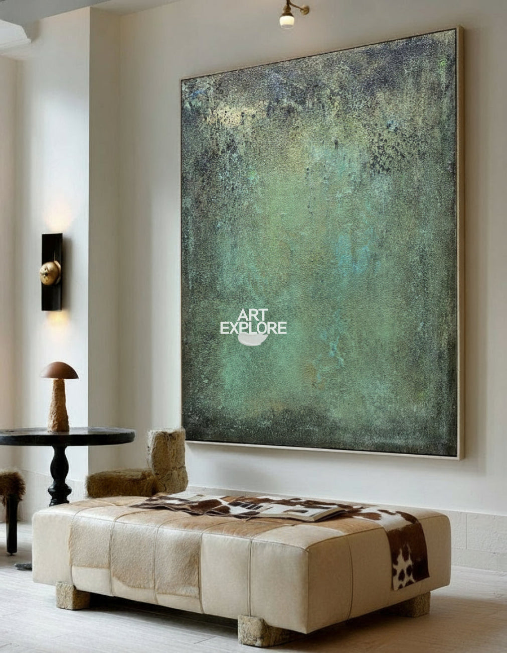 Green and Gold Abstract Oil Painting | Large Handmade Textured Wall Art | ArtExplore
